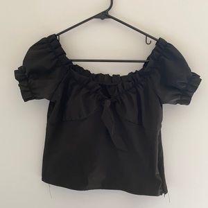 Black Puff Sleeve Top
